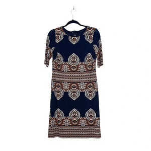 INC International Concepts Black Boho Print Knee-length Shift Dress 6 Women’s